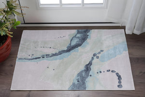 Homeroots 10' Hand-tufted Abstract Area Rug - Unique Artisan Craftsmanship For Stylish Home Décor & Warmth Green,Blue,Ivory Wool Blend 617016