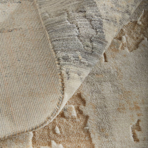 Homeroots 10' X 14' Abstract Distressed Area Rug - Stain Resistant, Premium Wool Blend For Stylish Comfort Gray,Tan,Ivory Wool Blend 617018