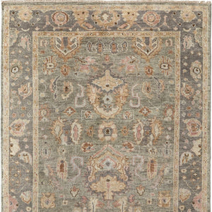 Homeroots 2' X 3' Hand Knotted Gray Gold & Pink Oriental Area Rug With Fringe - Unique, Stain-resistant Design Gray,Gold,Pink Wool Blend 617019