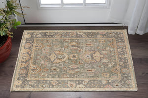 Homeroots 2' X 3' Hand Knotted Gray Gold & Pink Oriental Area Rug With Fringe - Unique, Stain-resistant Design Gray,Gold,Pink Wool Blend 617019