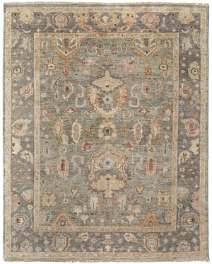 HomeRoots 2' X 3' Gray and Gold Hand-Knotted Oriental Rug with Fringe - Elegant, Stain-Resistant Design for Any Space 617019
