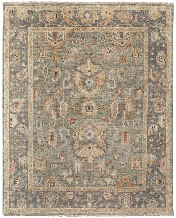HomeRoots 2' X 3' Gray and Gold Hand-Knotted Oriental Rug with Fringe - Elegant, Stain-Resistant Design for Any Space 617019