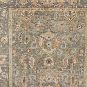 Homeroots 2' X 3' Hand Knotted Gray Gold & Pink Oriental Area Rug With Fringe - Unique, Stain-resistant Design Gray,Gold,Pink Wool Blend 617019