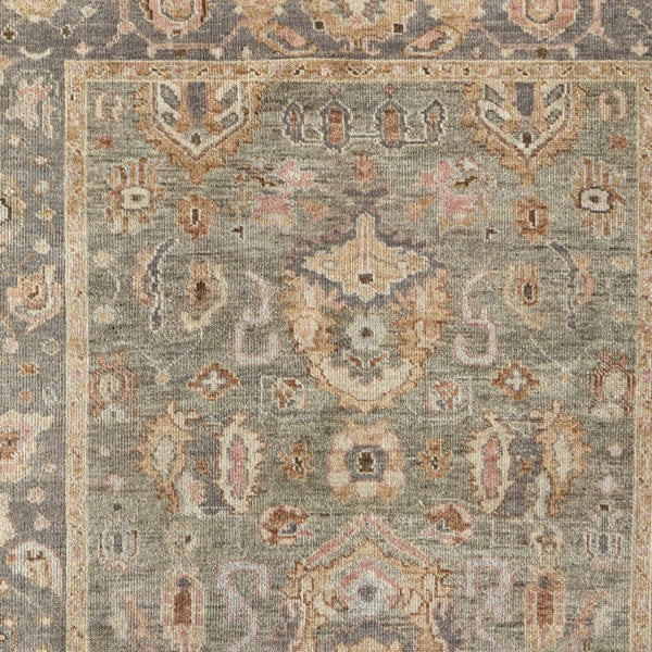 Homeroots 2' X 3' Hand Knotted Gray Gold & Pink Oriental Area Rug With Fringe - Unique, Stain-resistant Design Gray,Gold,Pink Wool Blend 617019