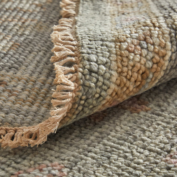 Homeroots 2' X 3' Hand Knotted Gray Gold & Pink Oriental Area Rug With Fringe - Unique, Stain-resistant Design Gray,Gold,Pink Wool Blend 617019