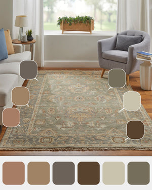 Homeroots 2' X 3' Hand Knotted Gray Gold & Pink Oriental Area Rug With Fringe - Unique, Stain-resistant Design Gray,Gold,Pink Wool Blend 617019