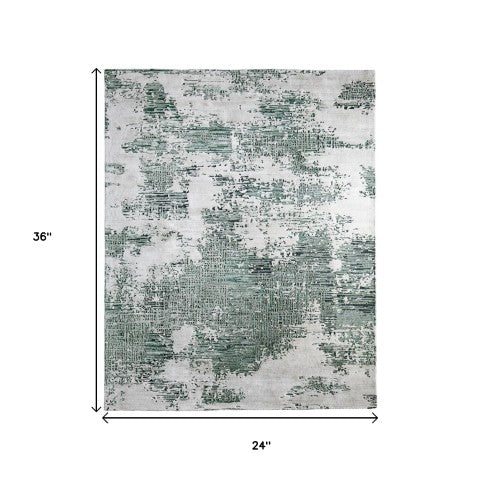 Homeroots 10' Hand Tufted Abstract Area Rug - Unique Artisan Crafted Design For Style And Comfort In Any Room Green,White Wool Blend 617020