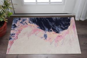 Homeroots 10' Hand-tufted Abstract Area Rug – Artisan Crafted Wool Blend, Unique Design For Stylish Spaces Pink,Blue,Ivory Wool Blend 617021