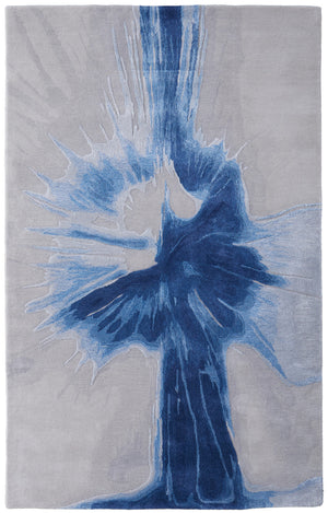 Homeroots 10' X 14' Abstract Hand Tufted Area Rug - Artisan-crafted Wool Blend, Unique Design For Modern Spaces Blue,Gray Wool Blend 617023