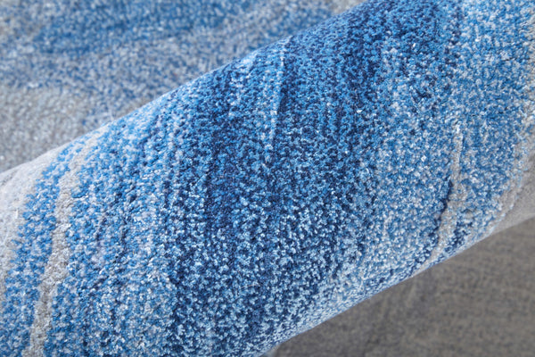 Homeroots 10' X 14' Abstract Hand Tufted Area Rug - Artisan-crafted Wool Blend, Unique Design For Modern Spaces Blue,Gray Wool Blend 617023