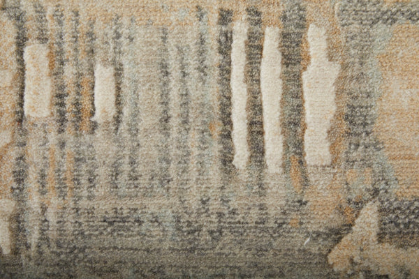 Homeroots 10' X 14' Abstract Distressed Area Rug - Stylish & Stain Resistant, Perfect For Pets & Kids' Spaces Ivory,Tan,Gray Wool Blend 617025