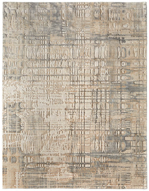 Homeroots 10' X 14' Abstract Distressed Area Rug - Stylish & Stain Resistant, Perfect For Pets & Kids' Spaces Ivory,Tan,Gray Wool Blend 617025