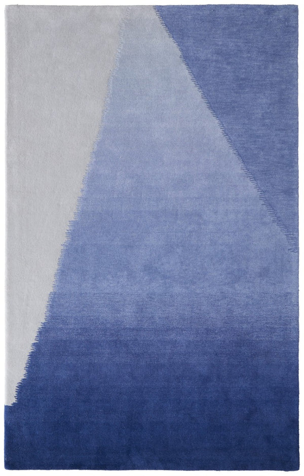 Hand Tufted Wool Blend Geometric Area Rug in Blue Gray for Modern Living Room Decor
