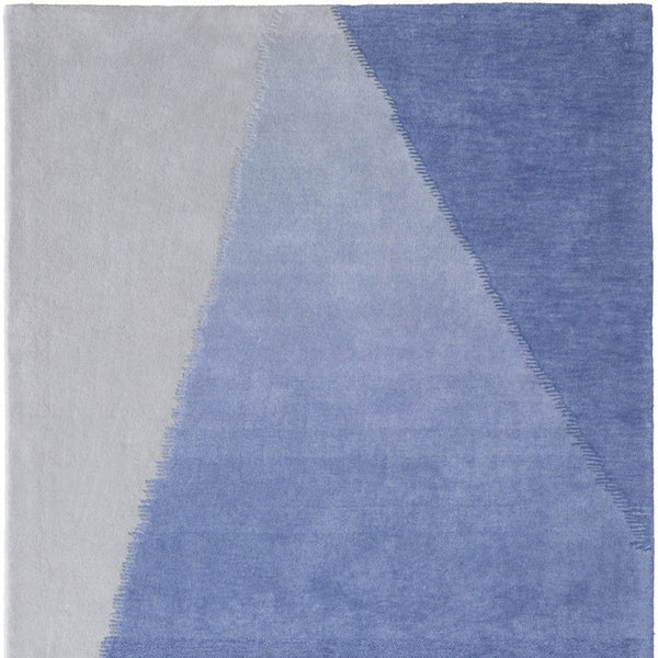 Hand Tufted Wool Blend Geometric Area Rug in Blue Gray for Modern Living Room Decor
