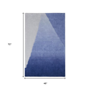 Homeroots 10' Hand Tufted Geometric Area Rug – Artisan Crafted, Stain Resistant, Perfect For Kids And Pets! Blue,Gray Wool Blend 617026