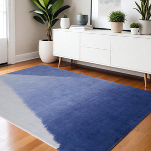 Homeroots 10' Hand Tufted Geometric Area Rug – Artisan Crafted, Stain Resistant, Perfect For Kids And Pets! Blue,Gray Wool Blend 617026