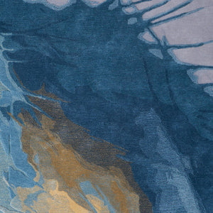 Homeroots 10' Hand-tufted Abstract Area Rug - Unique Artisan Crafted Wool Blend For Stylish Home Décor Blue,Gold,Gray Wool Blend 617027