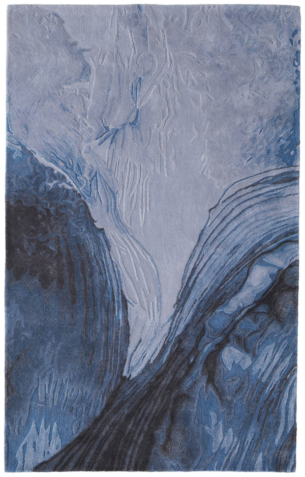 HomeRoots 10' Hand-Tufted Area Rug in Bold Blue, Black & Gray – Perfect for Modern Coastal Living Spaces! 4' X 6' 617028