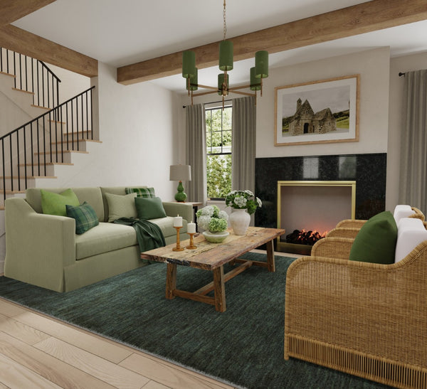 Homeroots 10' Hand Woven Round Rug – Unique Artisan Crafted Stain Resistant Wool Blend For Stylish Spaces Green Wool Blend 617031