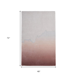 Homeroots 10' X 14' Ombre Hand-tufted Area Rug - Soft, Stain-resistant Wool Blend For Stylish Home Décor Pink,Ivory Wool Blend 617032