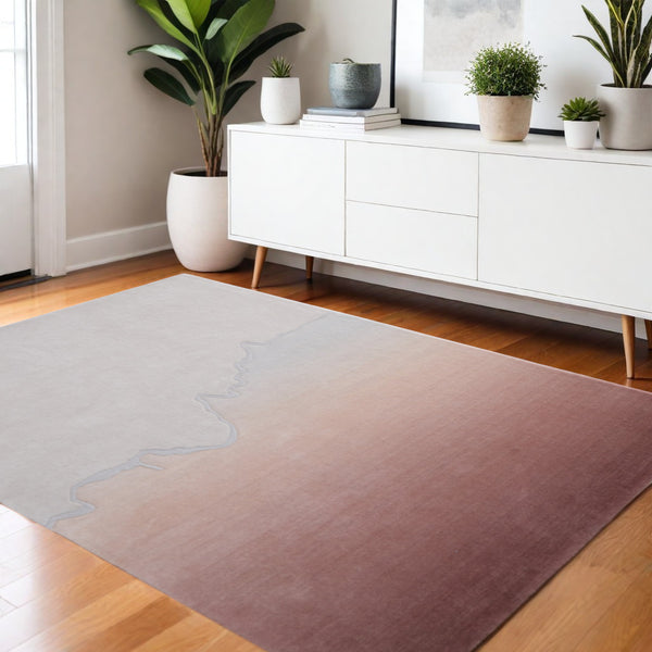 Homeroots 10' X 14' Ombre Hand-tufted Area Rug - Soft, Stain-resistant Wool Blend For Stylish Home Décor Pink,Ivory Wool Blend 617032