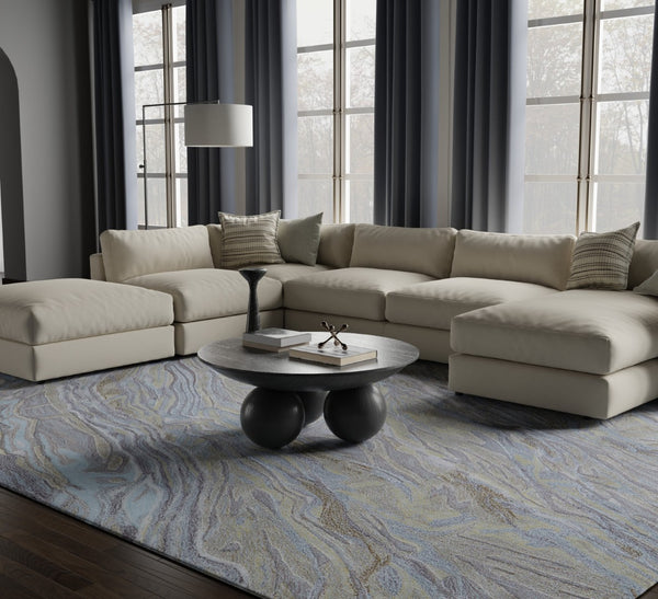 Homeroots 10' Hand-tufted Abstract Area Rug – Unique Artisan Craftsmanship For Cozy, Stylish Home Décor Blue,Green,Gray Wool Blend 617033