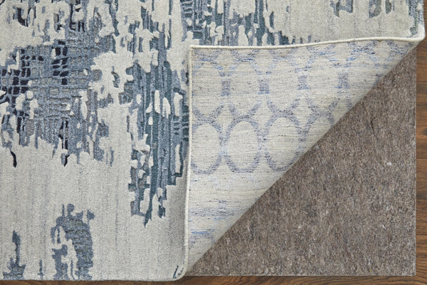 Homeroots 10' Hand Tufted Abstract Area Rug - Unique Artisan Crafted Design For Style And Comfort In Any Room Blue,Ivory Wool Blend 617034