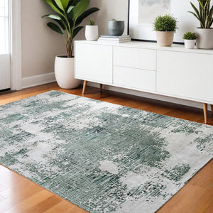 Homeroots 10' Hand Tufted Abstract Area Rug - Unique Artisan Crafted Design For Style And Comfort In Any Room Green,White Wool Blend 617037