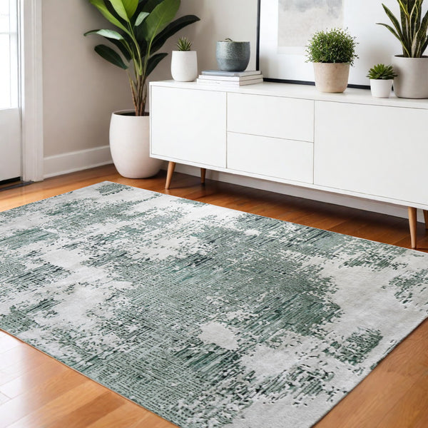 Homeroots 10' Hand Tufted Abstract Area Rug - Unique Artisan Crafted Design For Style And Comfort In Any Room Green,White Wool Blend 617037