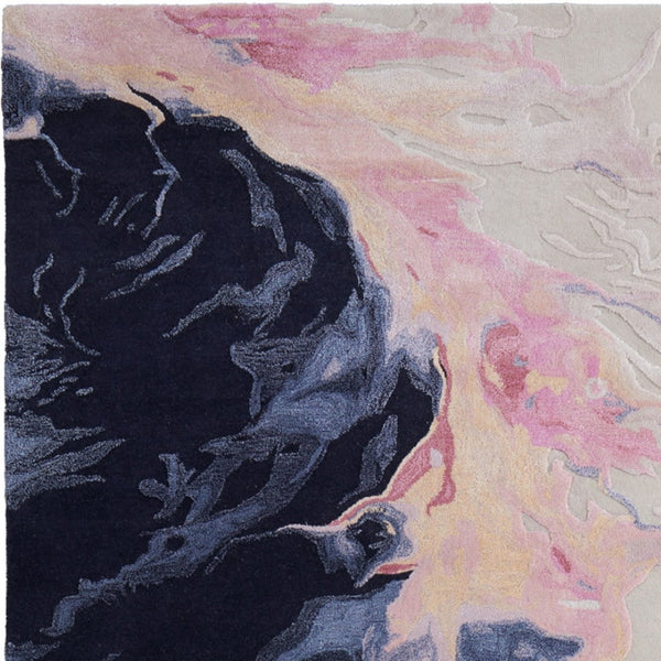 Homeroots 10' Hand-tufted Abstract Area Rug – Artisan Crafted Wool Blend, Unique Design For Stylish Spaces Pink,Blue,Ivory Wool Blend 617038