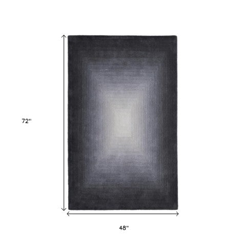 Homeroots 2' X 3' Abstract Hand-tufted Area Rug – Unique Artistry, Stain Resistant, Perfect For Any Space Black,White,Gray Wool Blend 617039