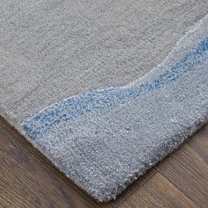 Homeroots 10' X 14' Abstract Hand Tufted Area Rug - Artisan-crafted Wool Blend, Unique Design For Modern Spaces Blue,Gray Wool Blend 617040