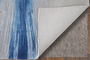 Homeroots 10' X 14' Abstract Hand Tufted Area Rug - Artisan-crafted Wool Blend, Unique Design For Modern Spaces Blue,Gray Wool Blend 617040