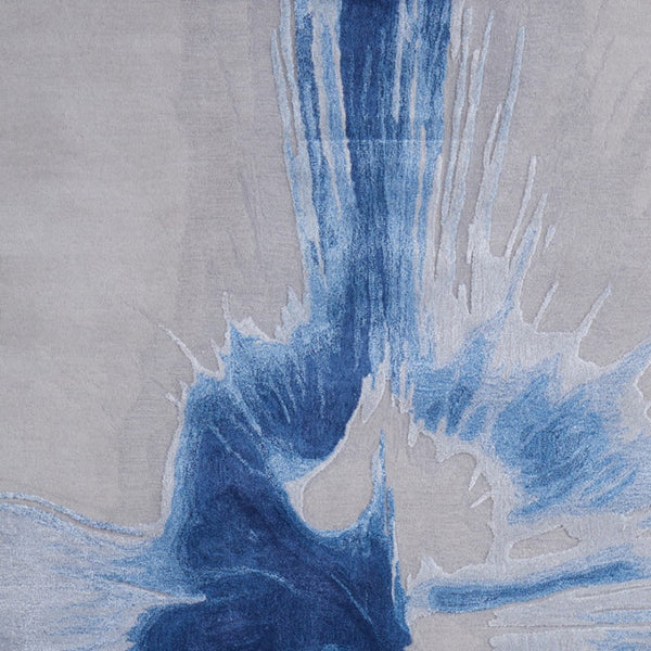 Homeroots 10' X 14' Abstract Hand Tufted Area Rug - Artisan-crafted Wool Blend, Unique Design For Modern Spaces Blue,Gray Wool Blend 617040