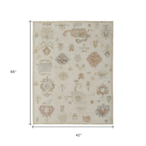 Homeroots 12' Hand Knotted Floral Wool Area Rug – Unique Bohemian Design, Stain Resistant & Artisan Crafted Ivory,Orange,Gray Wool 617041