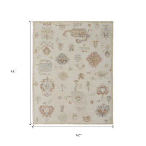 Homeroots 12' Hand Knotted Floral Wool Area Rug – Unique Bohemian Design, Stain Resistant & Artisan Crafted Ivory,Orange,Gray Wool 617041