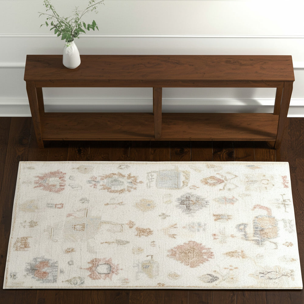 Homeroots 12' Hand Knotted Floral Wool Area Rug – Unique Bohemian Design, Stain Resistant & Artisan Crafted Ivory,Orange,Gray Wool 617041