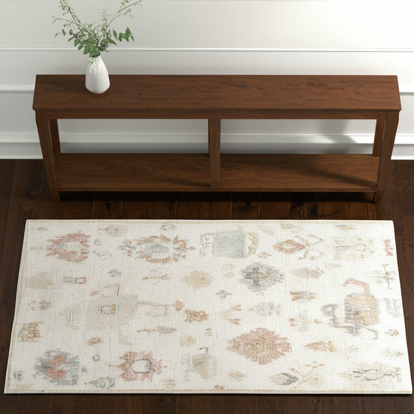 Homeroots 12' Hand Knotted Floral Wool Area Rug – Unique Bohemian Design, Stain Resistant & Artisan Crafted Ivory,Orange,Gray Wool 617041
