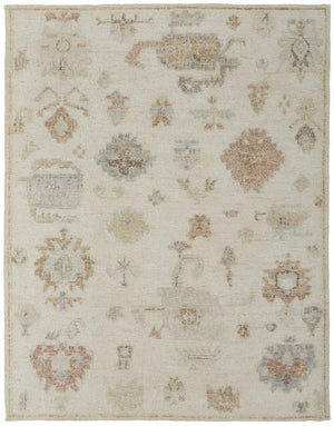 HomeRoots 12' Hand-Knotted Wool Floral Area Rug in Ivory, Tan & Gray - Artisan Crafted for Timeless Elegance 4' X 6' 617041