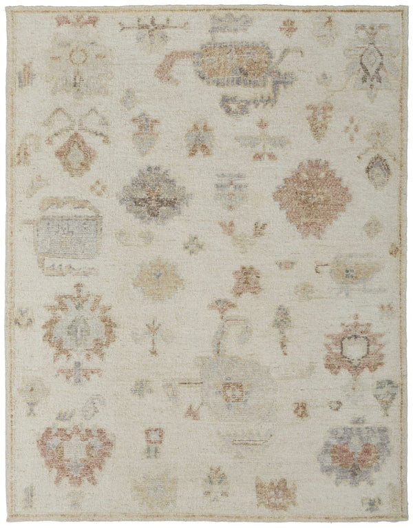 HomeRoots 12' Hand-Knotted Wool Floral Area Rug in Ivory, Tan & Gray - Artisan Crafted for Timeless Elegance 4' X 6' 617041