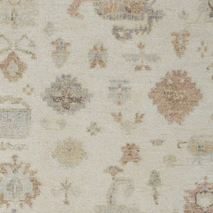 Homeroots 12' Hand Knotted Floral Wool Area Rug – Unique Bohemian Design, Stain Resistant & Artisan Crafted Ivory,Orange,Gray Wool 617041