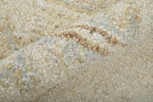 Homeroots 12' Hand Knotted Floral Wool Area Rug – Unique Bohemian Design, Stain Resistant & Artisan Crafted Ivory,Orange,Gray Wool 617041