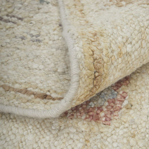 Homeroots 12' Hand Knotted Floral Wool Area Rug – Unique Bohemian Design, Stain Resistant & Artisan Crafted Ivory,Orange,Gray Wool 617041