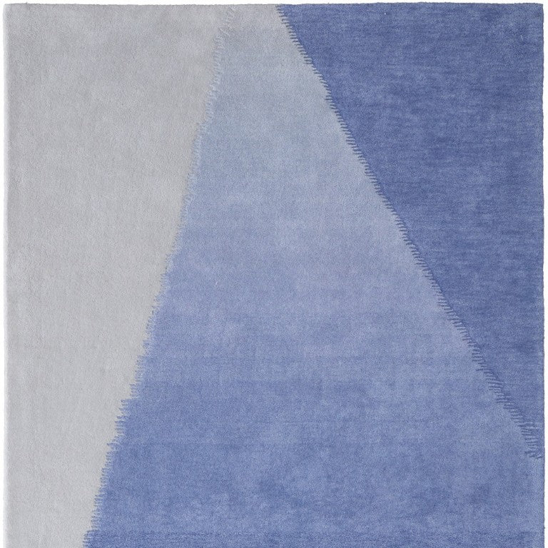 Hand Tufted Wool Blend Geometric Area Rug in Blue Gray for Modern Living Room Decor