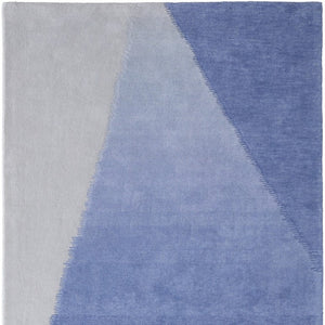 Hand Tufted Wool Blend Geometric Area Rug in Blue Gray for Modern Living Room Decor
