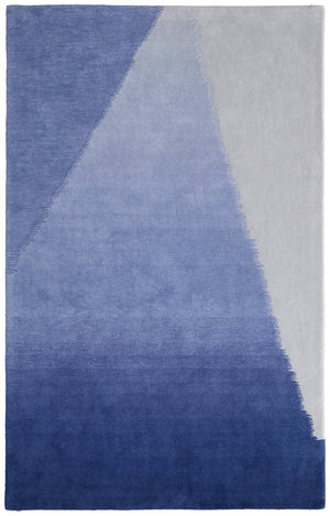 Hand Tufted Wool Blend Geometric Area Rug in Blue Gray for Modern Living Room Decor