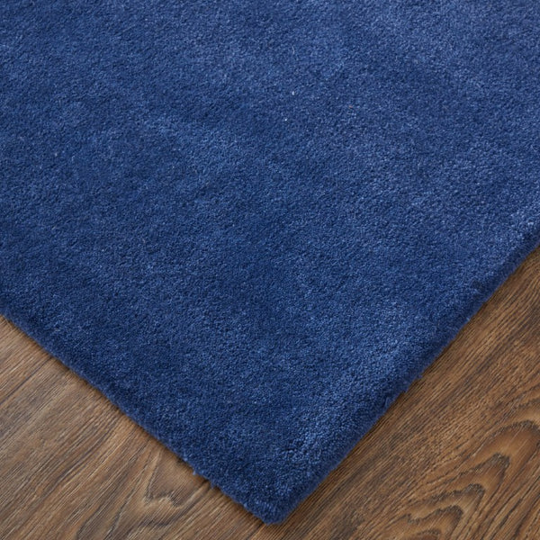 Hand Tufted Wool Blend Geometric Area Rug in Blue Gray for Modern Living Room Decor