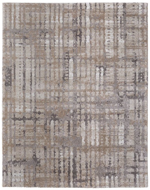 Homeroots 10' Stylish Abstract Distressed Area Rug - Durable, Stain Resistant, Perfect For Homes With Kids & Pets Brown,Tan,Ivory Polypropylene Blend 617043