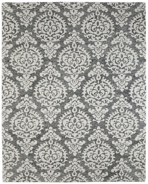 Homeroots 10' Hand Tufted Floral Area Rug - Luxurious Wool Blend, Stain Resistant, Perfect For Family Spaces Gray,Ivory,Black Wool Blend 617044