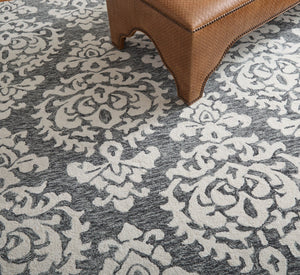 Homeroots 10' Hand Tufted Floral Area Rug - Luxurious Wool Blend, Stain Resistant, Perfect For Family Spaces Gray,Ivory,Black Wool Blend 617044